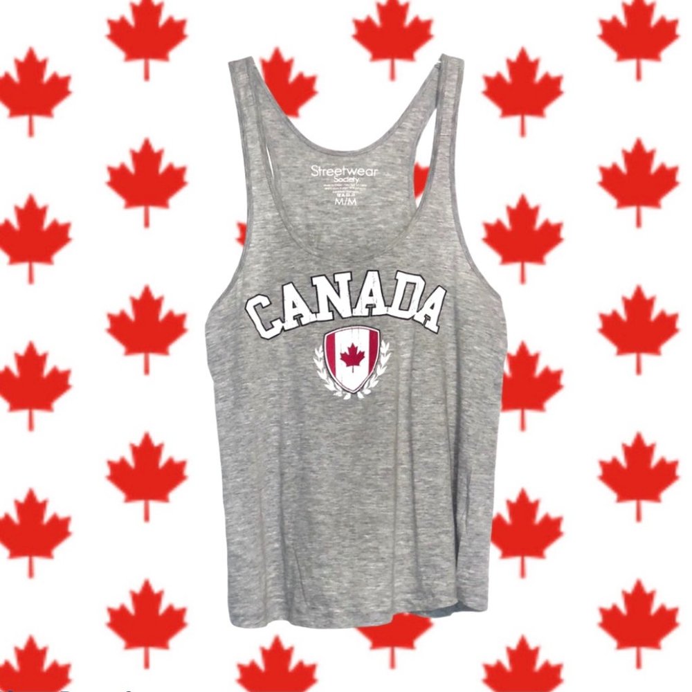NWOT - 🇨🇦 Canada Day Racerback Grey Tank Top